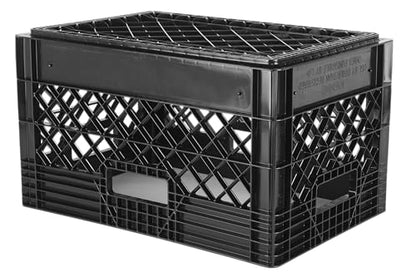 Hudson Exchange 19 x 13 x 11" (24 Quart, 3 Pack) Mesh Commercial Grade Milk Crate Handled Storage Container Tote, Black