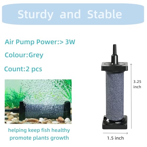 AQUANEAT Aquarium 3 inch Air Stone Cylindrical 2 Pack, Large Airstone, Aerator Bubble Diffuser, Air Pump Accessories for Aquariums, Hydroponic, Ponds and Fish Tanks - size: 3 inch