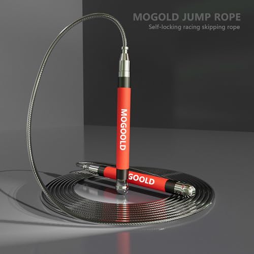 2-in-1 Speed Rope: 2mm for Boxing/MMA & 3mm for CrossFit - Tool-Free Adjustable Cable System with Dual Bearings - Sweatproof Hybrid Grip for High-Intensity Training - color: Red