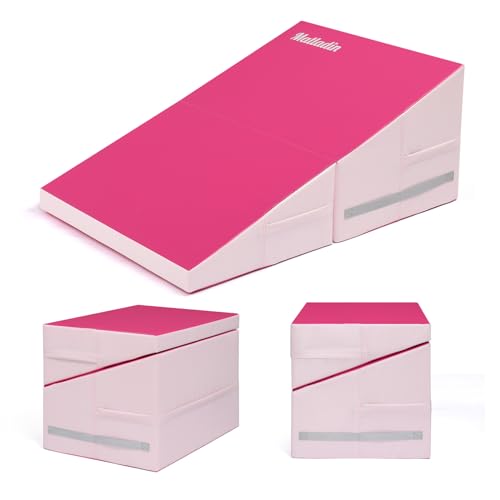 Matladin Incline Gymnastics Wedge Mat, Folding Gymnastics Mat for Kids Girls Home Training Exercise - color: Rose red, size: 32.7 in x 23.6in