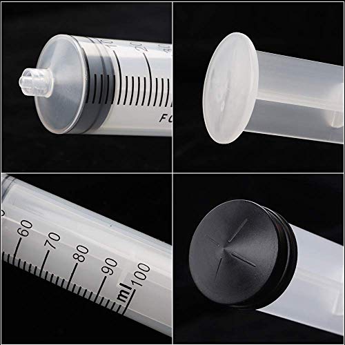 2pcs 100ml Large Plastic Syringe with 2pcs 47in Handy Plastic Tubing and Luer Connections for Scientific Labs, Measuring, Watering, Refilling, Filtration, Feeding