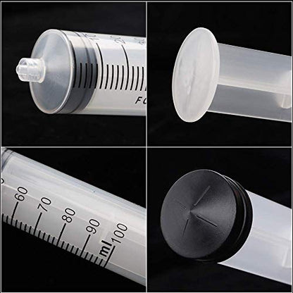 2pcs 100ml Large Plastic Syringe with 2pcs 47in Handy Plastic Tubing and Luer Connections for Scientific Labs, Measuring, Watering, Refilling, Filtration, Feeding