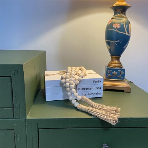 Decorative Books for Home Decor, White Faux Books for Decoration, Rustic Farmhouse Stacked Display Books (Family) - style: Family