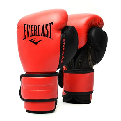 Everlast Powerlock 2 Hook & Loop Boxing Gloves | Fight Training Gloves | Hook and Loop with Durable Hand & Wrist Support | Heavy Bag & Fitness Training - color: Red / Black, size: 14 oz