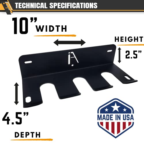 Mini Gym Storage Rack Wall Mount, 4-Hook Barbell and Band Holder, USA Made - style: OMEGA MINI RACK (10 INCH / 4 PRONG)