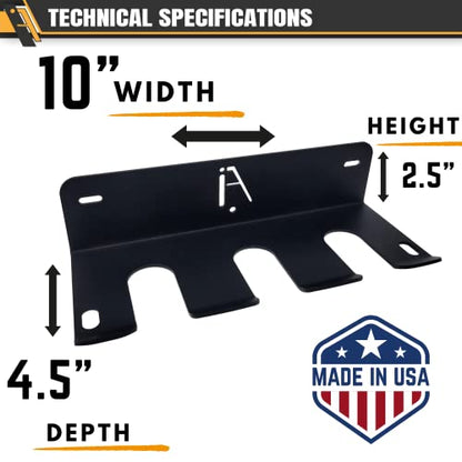Mini Gym Storage Rack Wall Mount, 4-Hook Barbell and Band Holder, USA Made - style: OMEGA MINI RACK (10 INCH / 4 PRONG)