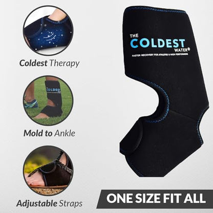Coldest Foot Ankle Achilles Tendonitis Icing Pain Relief Ice Wrap with Cold Compression Gel Packs | Best for Achilles Tendon Injuries, Plantar Fasciitis, Heel and Sore Feet Cold Therapy - color: With Adjustable Straps (Pack of 1)