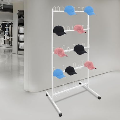5-Tier Boxing Gloves Drying Rack, Boxing Glove Storage Stand with Universal Wheels, Metal Boxing Glove Drying Display Rack, Boxing Glove Stand Floor Standing, Holds 20 Pair of Gloves - color: White