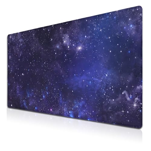 Office Desk Pad Galaxy Universe, Gaming Mousepad XXL Mouse Pads Large Mouse Pad, Work Desk Mat Non-Slip Rubber Base, 35.4 X 15.7 inch for Work/Game/Office Starry Night Sky Stars Outer Space - color: Galaxy Universe