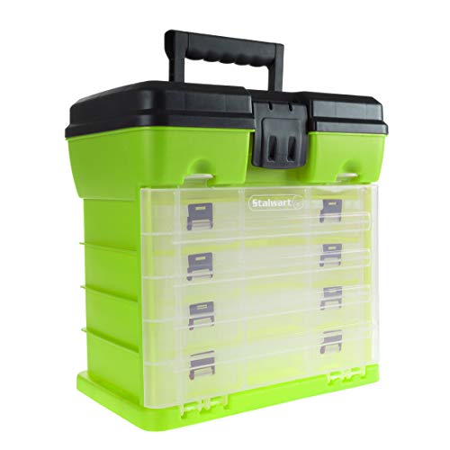 Portable Tool Box - Small Parts Organizer with Drawers and Customizable Compartments for Hardware, Fishing Tackle, Beads or Crafts by Stalwart (Green)