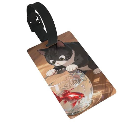 Cat Fish Tank Luggage Tags for Suitcases -ID Tags Travel, Backpack, Golf Bag, Anti-Loss