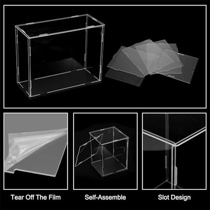 uxcell Acrylic Clear Display Case for Collectibles Self-Assemble Display Boxes, Black Base Dustproof Countertop Storage Box for Collectibles Action Figures, 9.8 x 3.9 x 7.9 Inch - size: 9.8 x 3.9 x 7.9 Inch