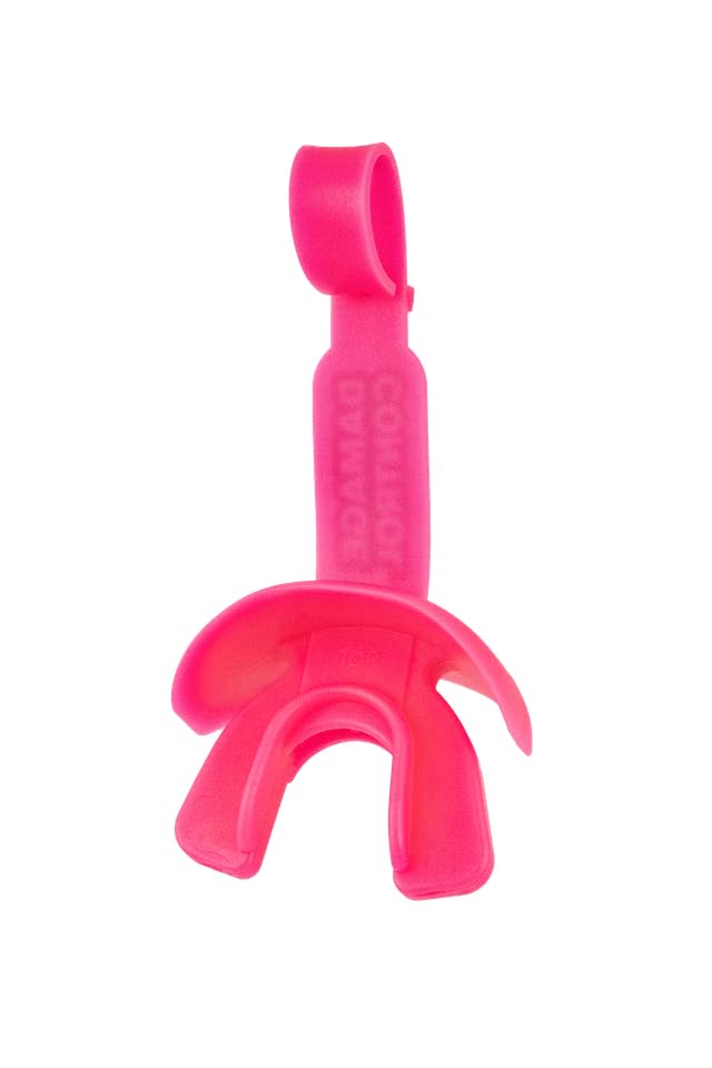 DAMAGE CONTROL Pacifier Football Mouth Guard – Permanent Strap – Hot Pink - color: Hot Pink