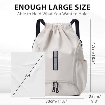U・helper Drawstring Gym Backpack, Sports Cinch Sack, Swimming & Travel - color: Beige