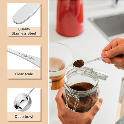 1PCS 1tsp(1/3tbsp, 5 ml) Single Measuring Spoon, Stainless Steel Individual Teaspoon, Metal Measure Scoop with Gift Box - size: 1 tsp | 1/3 tbsp | 5 ml | 1/6 oz