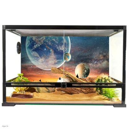 AWERT 30x12 inches Galaxy Aquarium Background Space Theme View of The Planets from Earth Fish Tank Background Hot Desert Terrarium Background