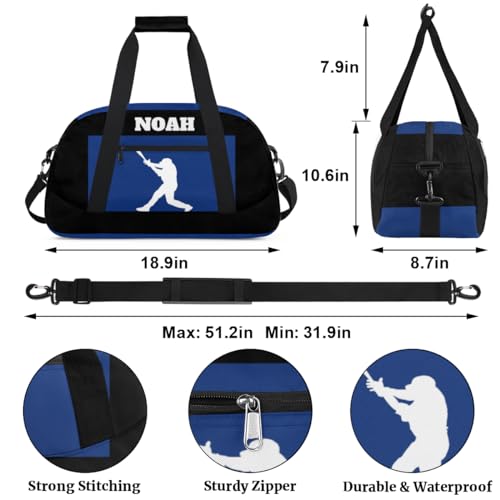 Personalized Sports Bag, Playing Baseball Silhouette Blue Black - color: Color 33