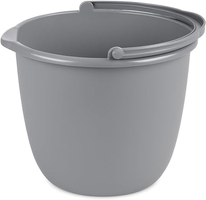 10 Qt. Spout Pail 2 Pack – Classic Titanium Plastic Utility Bucket with Comfortable Handle, Durable Multi-Purpose Pail for Household Cleaning & Storage