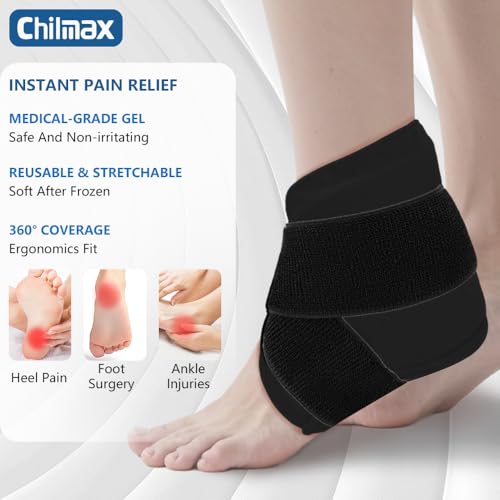Ankle Heel Ice Pack Wrap Brace for Swelling,Gel Cold/Hot Therapy Wrap for Sprained Ankle, Achilles Tendonitis, Plantar Fasciitis,Foot Pain,Adjustable Strap,Reusable Compression Wrap (Black) - color: Black