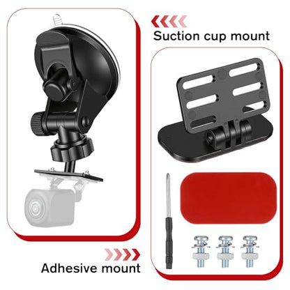 2 Pack Rear Dash Cam Mounts Car Rear Camera Mount Backup Camera Suction Cup Mount Clip Replacement Adhesive Backup Carplay Mounts for Windshield Universal Holder for Car Recorder, Adjustable