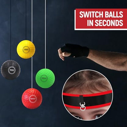 Adjustable Boxing Reflex Ball Set for Speed and - color: 2 Headband 4 Ball