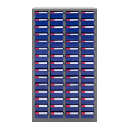 60-Drawer Hardware Cabinet, Freestanding Steel Parts Organizer w/Label Slots, Stackable Small Component Storage for Workshop, Garage & Studio (Blue) - color: Blue