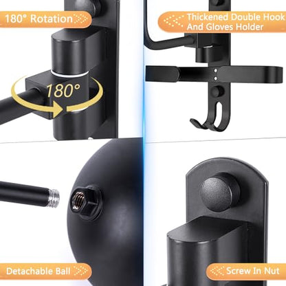 Kikerike Motorcycle Helmet Rack Wall Mount 180 Degree Rotation Metal Bike Helmet Holder Mount Bicycle Helmet Display Hanger Stand with 2 Hooks for Motorcycle Bike Baseball Rugby Helmet - 2 Pack - color: Black(2pcs With Gloves Holder)