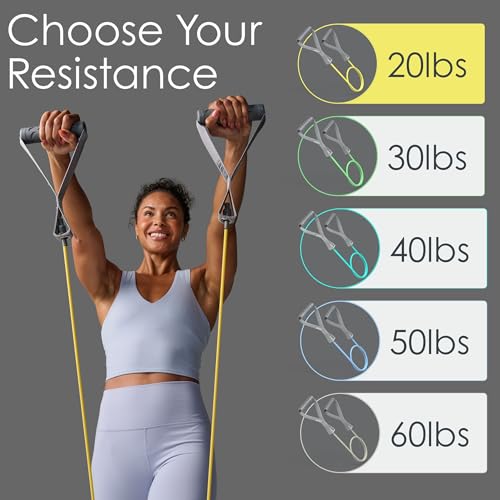 EQYP Power Tube Resistance Bands with Handles – Exercise Bands for Home Workouts - size: 20lb