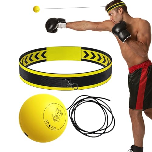 Reflex Ball Headband Multifunctional Fun Effective Hand Eye Coordination - color: Yellow ball