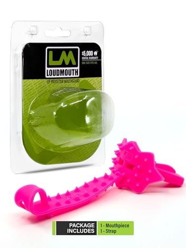 Loudmouth Football Mouth Guard - 3D SpikeSurge Football Mouthpiece with Strap, Fits Adult & Youth, Mouth Guard Football Accessories (Fluorescent Pink) - color: Fluorescent Pink
