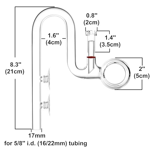 Glass Lily Pipe Spin Outflow with Surface Skimmer for Aquarium Planted Tank (17mm for 16/22mm (5/8'' i.d.) tubing) - size: 17mm for 16/22mm (5/8'' i.d.) tubing