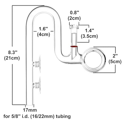 Glass Lily Pipe Spin Outflow with Surface Skimmer for Aquarium Planted Tank (17mm for 16/22mm (5/8'' i.d.) tubing) - size: 17mm for 16/22mm (5/8'' i.d.) tubing