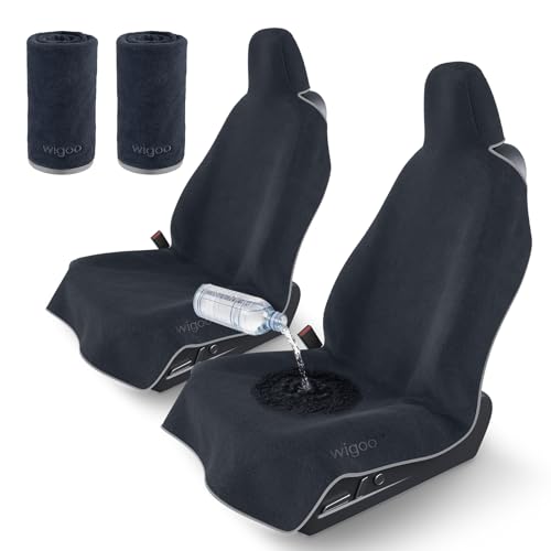 Wigoo Car Seat Cover Towel, Waterproof, for Use After Gym, Black, 2 Pack - color: Black, size: 2 Pack