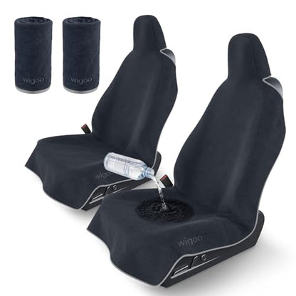 Wigoo Car Seat Cover Towel, Waterproof, for Use After Gym, Black, 2 Pack - color: Black, size: 2 Pack
