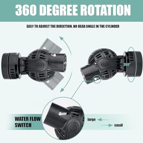 Aquarium Circulation Pump Wave Maker Power Head with magnetic mount Suction for 20-75 Gallon Saltwater Freshwater Tank (1050 GPH, Black) - size: 1050 GPH (Black)