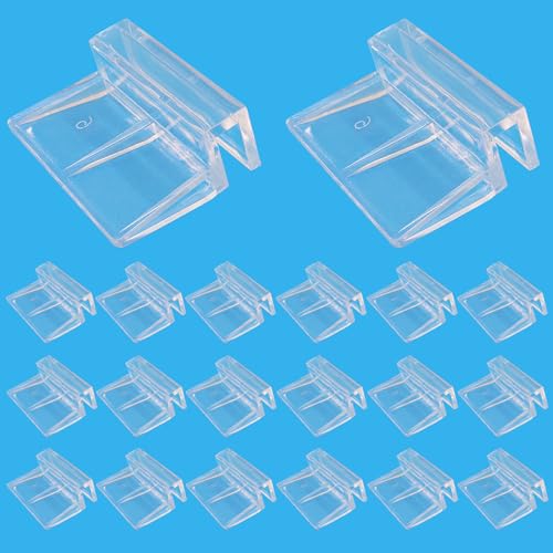 Hordion 20pcs Aquarium Lid Clip, 6mm Clear Acrylic Fish Tank Lid Holder Aquarium Glass Cover Clips for Rimless Aquarium Fish Tank