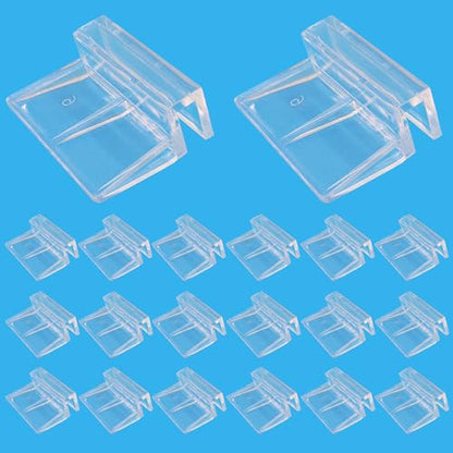 Hordion 20pcs Aquarium Lid Clip, 6mm Clear Acrylic Fish Tank Lid Holder Aquarium Glass Cover Clips for Rimless Aquarium Fish Tank