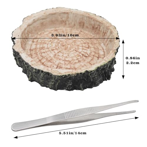 3 Pack Reptile Water Dish Food Bowls, Hermit Crab Food Dish with Feeding Tongs, Bearded Dragon Water Bowl, Suitable for Hermit Crab Lizard Gecko Tortoise Turtle Frog Leopard Crested Gecko