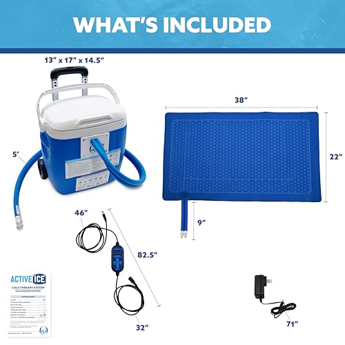 Polar Active Ice® 3.0 Cold Therapy Ice Machine System with Programmable Timer, 38"x22" Blanket Pad, 16 Quart Cooler, Quiet Pump, Strong Cryotherapy Pain Relief Treatment - style: Blanket Pad