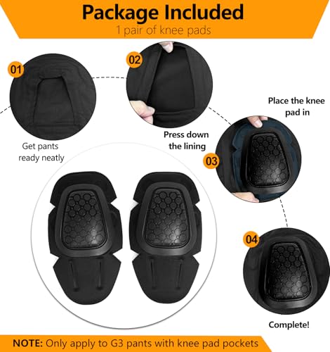 G3 Tactical Knee Pads Black | 1 Pair Protective Knee Pads Inserts for Tactical Airsoft Paintball Hunting Combat Military Pants - color: Black