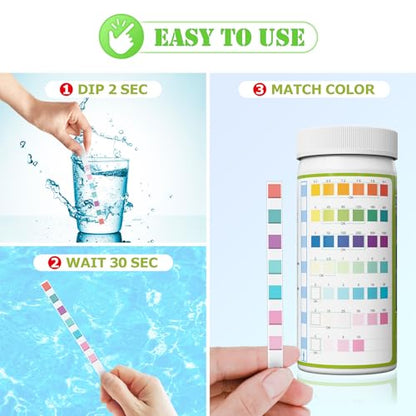 Aquarium Test Strips - Aquarium Water Test Kit - 150 Fish Tank Test Strips for Freshwater Saltwater - Pond Water Tester Kits - Rapid Accurate Easy to Test Nitrate, Nitrite and More (7-Way)