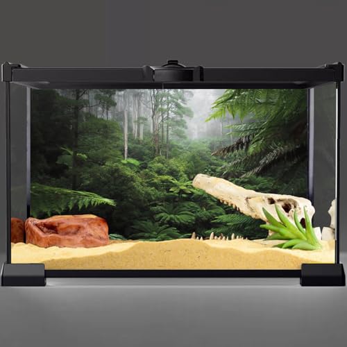 AWERT Foggy Forest Terrarium Background Green Tree Reptile Habitat Background Tropical Rainforest Aquarium Background 36x18 inches Polyester Background