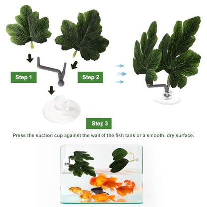 4pcs Betta Leaf Hammocks, 4 Styles Suction Cup Fish Tank Decor Leaves Fish Tank Plant Decor Accessories for Simulating Natural Habitats(Green)
