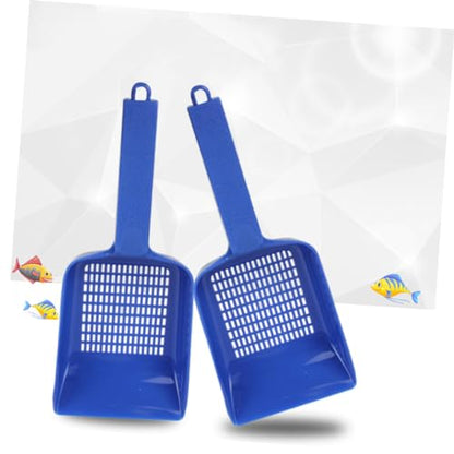 Toyvian Aquarium Sand Shovel Tool for Cleaning Fish Tank Blue Practical Design with Slats for Efficient Waste Removal and Substrate Filtering Essential Aquascaping Equipment