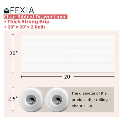 2 Rolls Shelf Liners for Kitchen Cabinets Non-Slip Drawer Liner 20 Inches x 20 FT Waterproof & Oil-Proof Non Adhesive Durable Material Fridge Liner for Shelves - size: 20"W x 480"L
