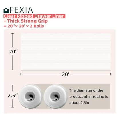 2 Rolls Shelf Liners for Kitchen Cabinets Non-Slip Drawer Liner 20 Inches x 20 FT Waterproof & Oil-Proof Non Adhesive Durable Material Fridge Liner for Shelves - size: 20"W x 480"L