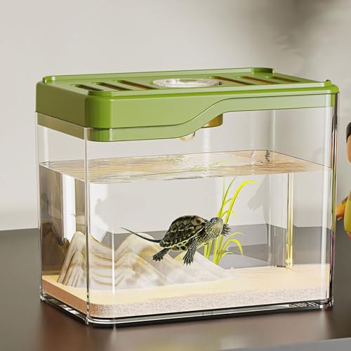 Small Fish Tank,Aquarium Breeding Box-Plastic Breeder Box for Fish Tank,Aquarium Starter Kit with LED Lighting for Baby Shrimp,Betta,Clownfish,Guppy,Lid Included(0.5 Gallons)