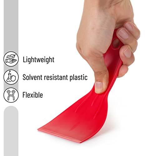 Bates 6 Pack Plastic Putty Knife Set - Paint Scraper, Spackle Tool, Spreader - color: Red, size: 1.5, 2, 3, 4, 5, 6 Inches, 6 Pack