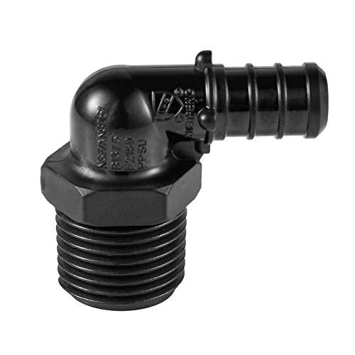 10-Pack EFIELD Poly PPSU Barb Crimp Pex1/2" Pex X 1/2" NPT Male Elbow Adapter Fitting, ASTM F2159,(PPSU1807036) - size: 1/2" P10, style: Male Elbow