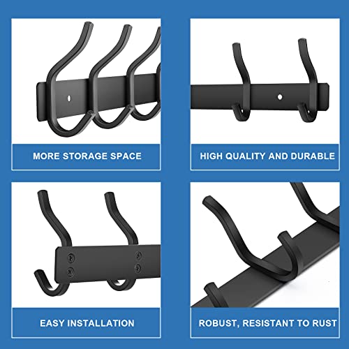 23 Inch Coat Rack Wall Mount with 8 Hooks, Black Wall Hooks, 2 Pack - color: Black, size: 8 Hooks 2 Pieces